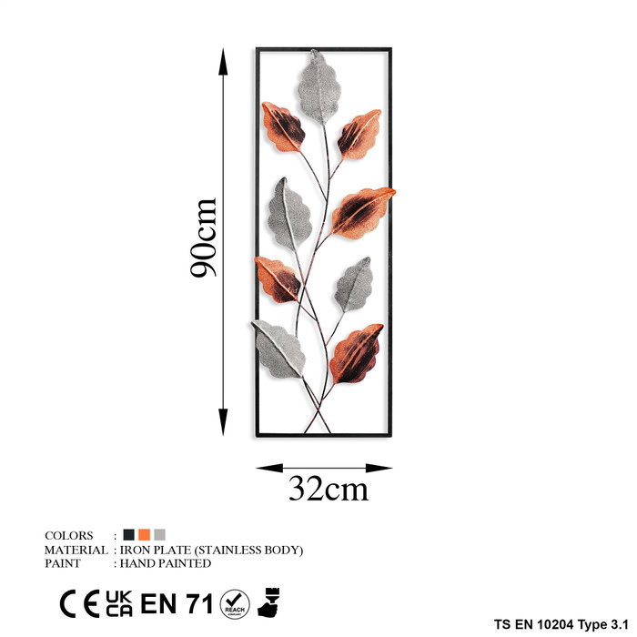 Wallity Fagus Escultura de Pared de Metal Multicolor